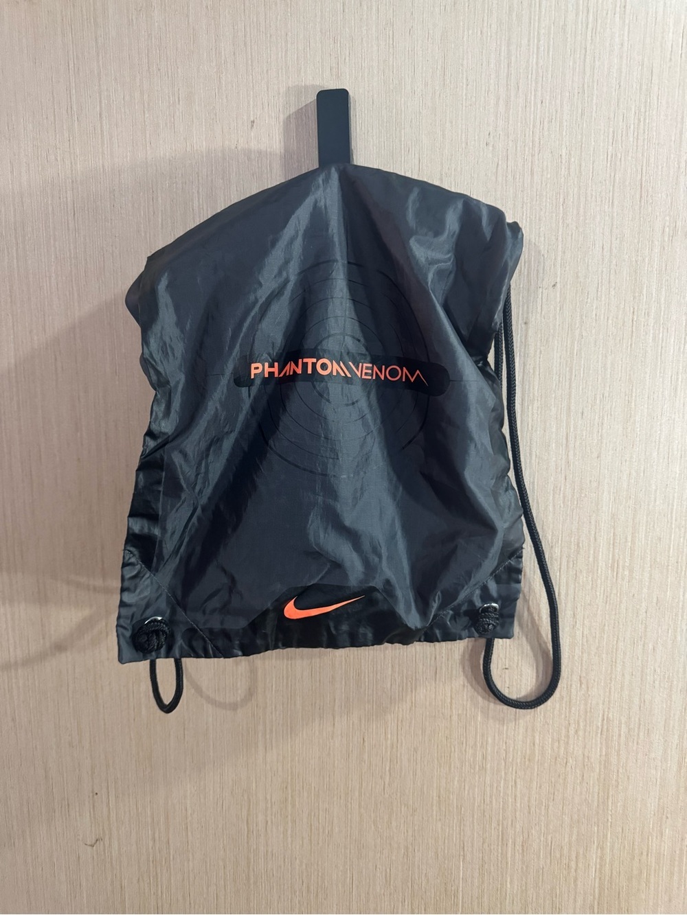 Nike Phantom Venom Black with Orange Logo Drawstring Backpack